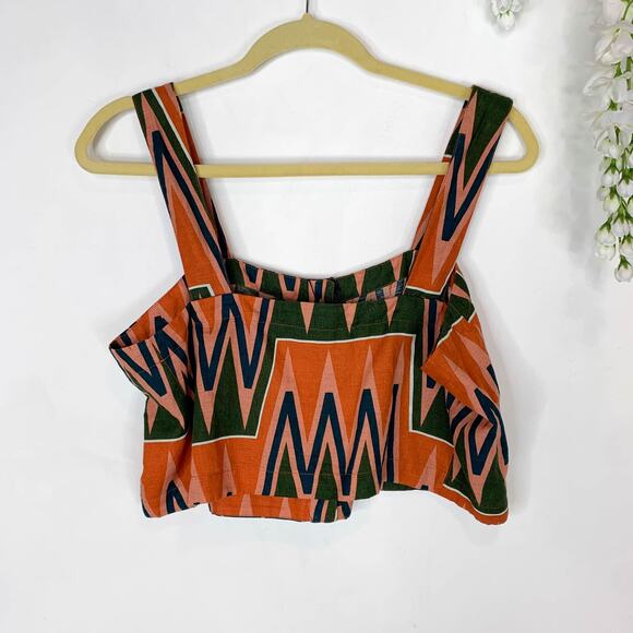 NWT VERONICA BEARD Tiffany Top multicolored buttoned crop top linen cotton 3038 - Picture 4 of 10